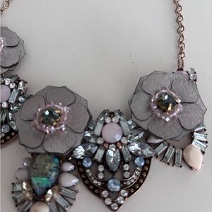 Elegant Silver and Pink Floral Necklace